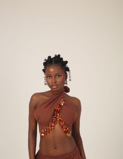 Ariya Wrap Top - Chestnut